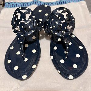 Tory Burch Miller Sandal Navy/White Polka Dot NWT